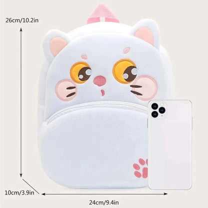 Anykidz 3D White Cat Kids School Backpack Cute Cartoon Animal Style Children Toddler Plush Bag Perfect Accessories For Baby Girls and Boys-Backpacks-PEROZ Accessories