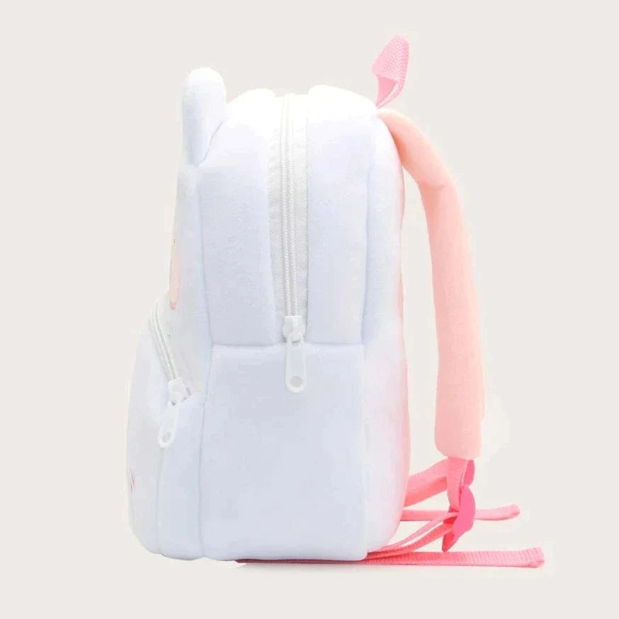 Anykidz 3D White Cat Kids School Backpack Cute Cartoon Animal Style Children Toddler Plush Bag Perfect Accessories For Baby Girls and Boys-Backpacks-PEROZ Accessories