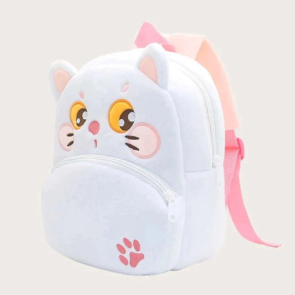 Anykidz 3D White Cat Kids School Backpack Cute Cartoon Animal Style Children Toddler Plush Bag Perfect Accessories For Baby Girls and Boys-Backpacks-PEROZ Accessories