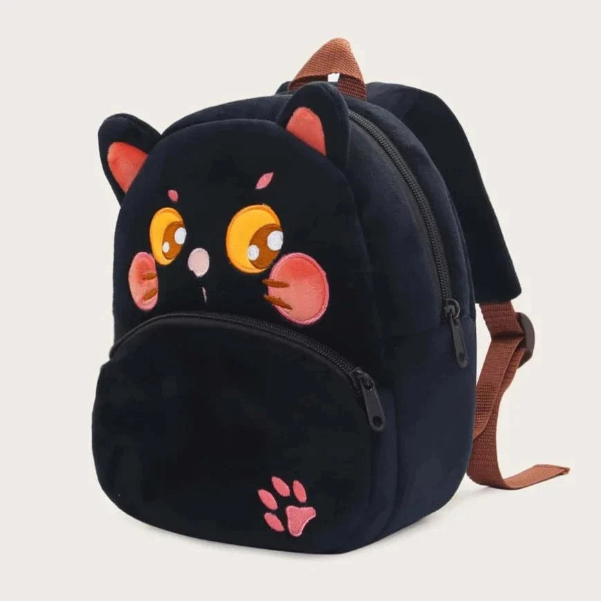 Anykidz 3D Black Cat Kids School Backpack Cute Cartoon Animal Style Children Toddler Plush Bag Perfect Accessories For Boys and Girls-Backpacks-PEROZ Accessories