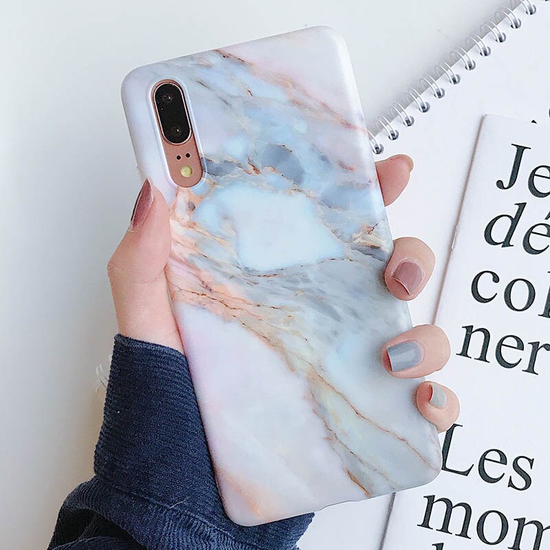 Anymob Samsung Stone Marble Flower Case Back Cover Art Leaf Silicone Phone Protection-Mobile Phone Cases-PEROZ Accessories