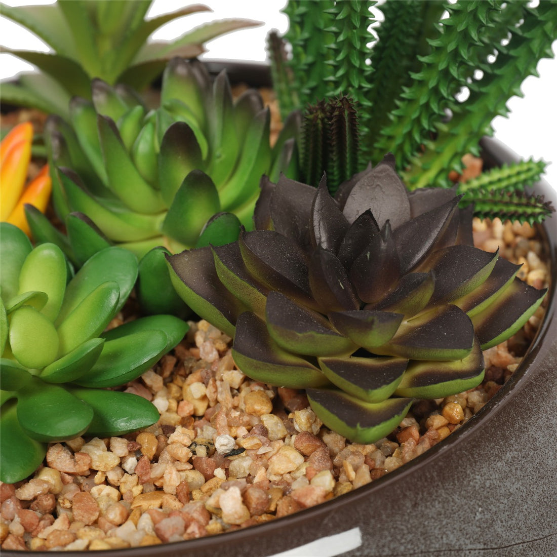 Potted Artificial Succulents with Round Decorative Bowl 19cm-Home &amp; Garden &gt; Artificial Plants-PEROZ Accessories