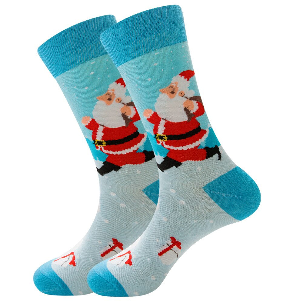 Anysox 5 Pairs Sky Blue Size 5-13 Socks Crystal Silk Tide Winter Holiday Design Plus Snowflake Stocking Comfortable To Wear-Socks-PEROZ Accessories