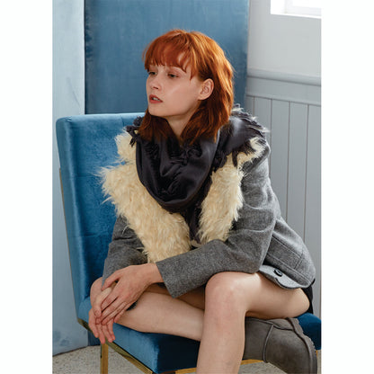 Ugg Fringed Check Wool Scarf Grey-Scarves-PEROZ Accessories