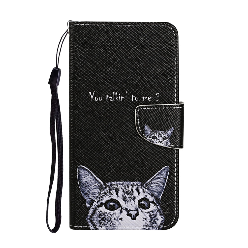 Anymob iPhone Black Kitten Flip Leather Phone Case With Wallet Slot Cases Cover-Mobile Phone Cases-PEROZ Accessories