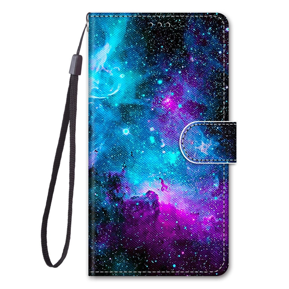 Anymob Samsung Case Blue and Purple Luxury Painted Flip Cute Playful Cat Wallet Phone Cover-Mobile Phone Cases-PEROZ Accessories