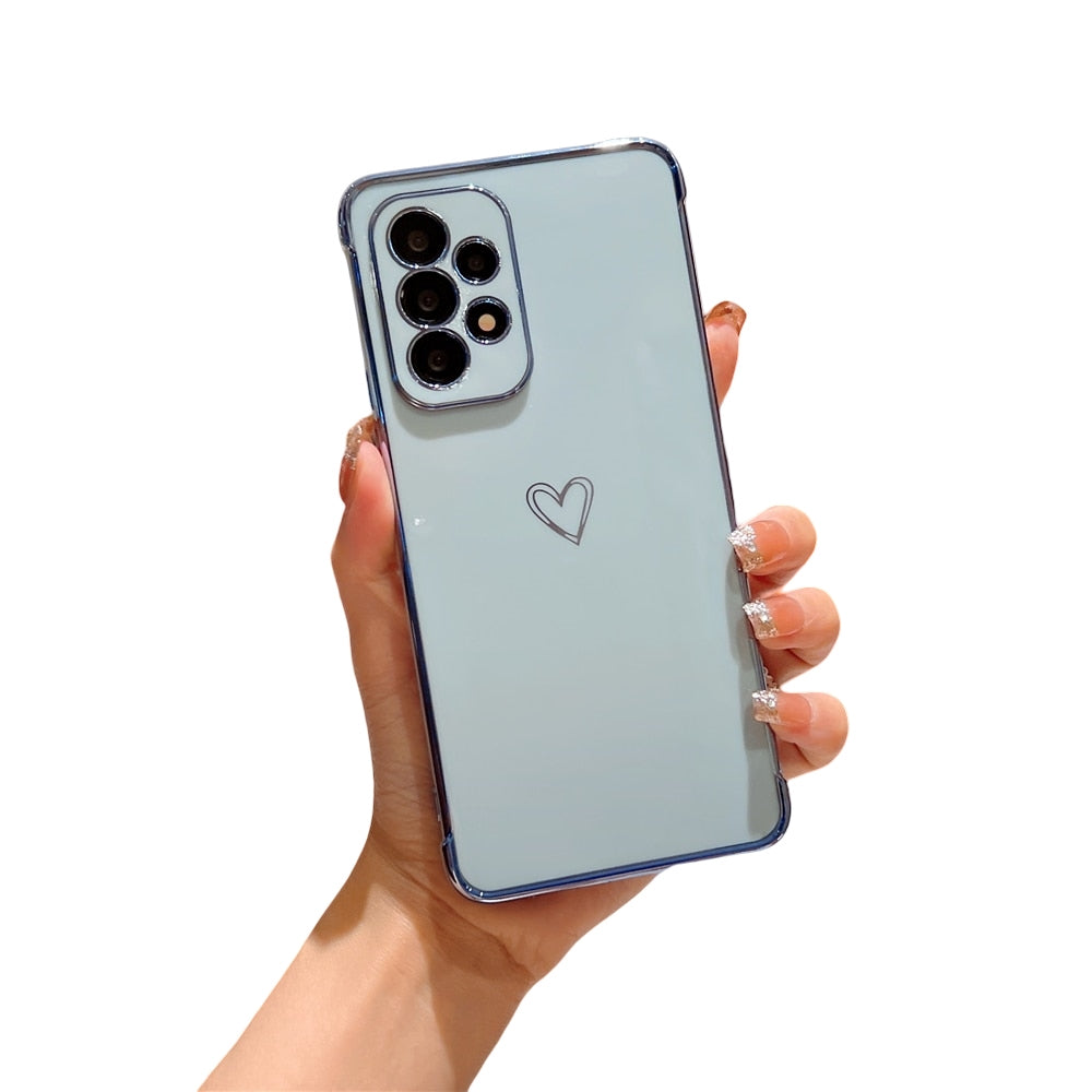 Anymob Samsung Blue Soft Electroplated Love Heart Phone Case Silicon Cases Cover-Mobile Phone Cases-PEROZ Accessories