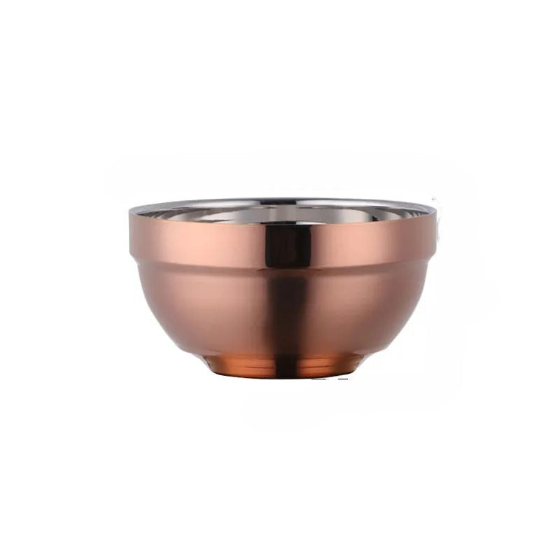 Anygleam Rose Gold 5Pcs Small Stainless Steel Rice Bowl Single Anti-Scalding Layer Cooking Utensil-Kitchen &amp; Dining-PEROZ Accessories