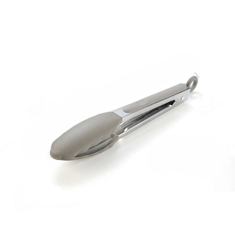 Anygleam Tong Stainless Steel Small Khaki Handle Clip Heat Resistant Cooking Baking Salad Steak Kitchen Gadget-Kitchen Tools &amp; Utensils-PEROZ Accessories