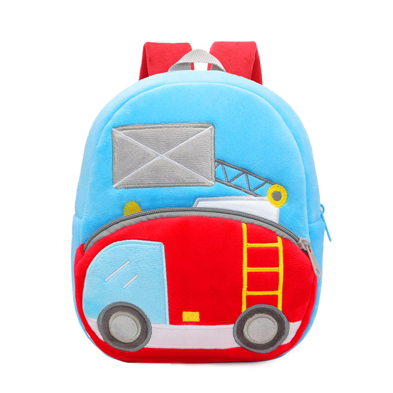 Anykidz 3D Blue Ladder Car Backpack Cute Vehicle With Cartoon Designs Children Toddler Plush Bag-Backpacks-PEROZ Accessories