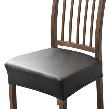 Anyhouz Chair Cover Black PU Leather Seat Slipcover Chair Cover for Kitchen Hotel Banquet Dining Living Room-Chair Cover-PEROZ Accessories