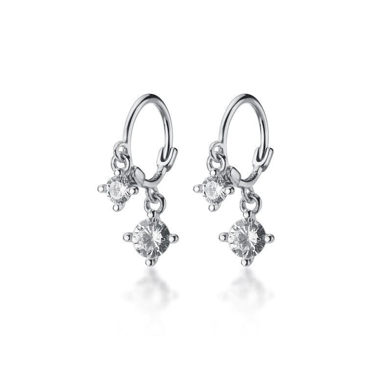 Anyco Fashion Earrings Real Genuine Sterling Silver White Zircon Gothic Dazzling Dangle Pendant Fine Jewelry Gift for Women-Earrings-PEROZ Accessories