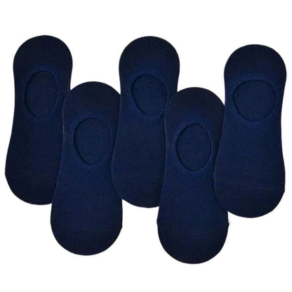 Anysox 5 Pairs Size 4-9 Blue Boat Socks Summer Thin Invisible Cotton Non-Slip Silicone Breathable Pure Color For Men-Socks-PEROZ Accessories