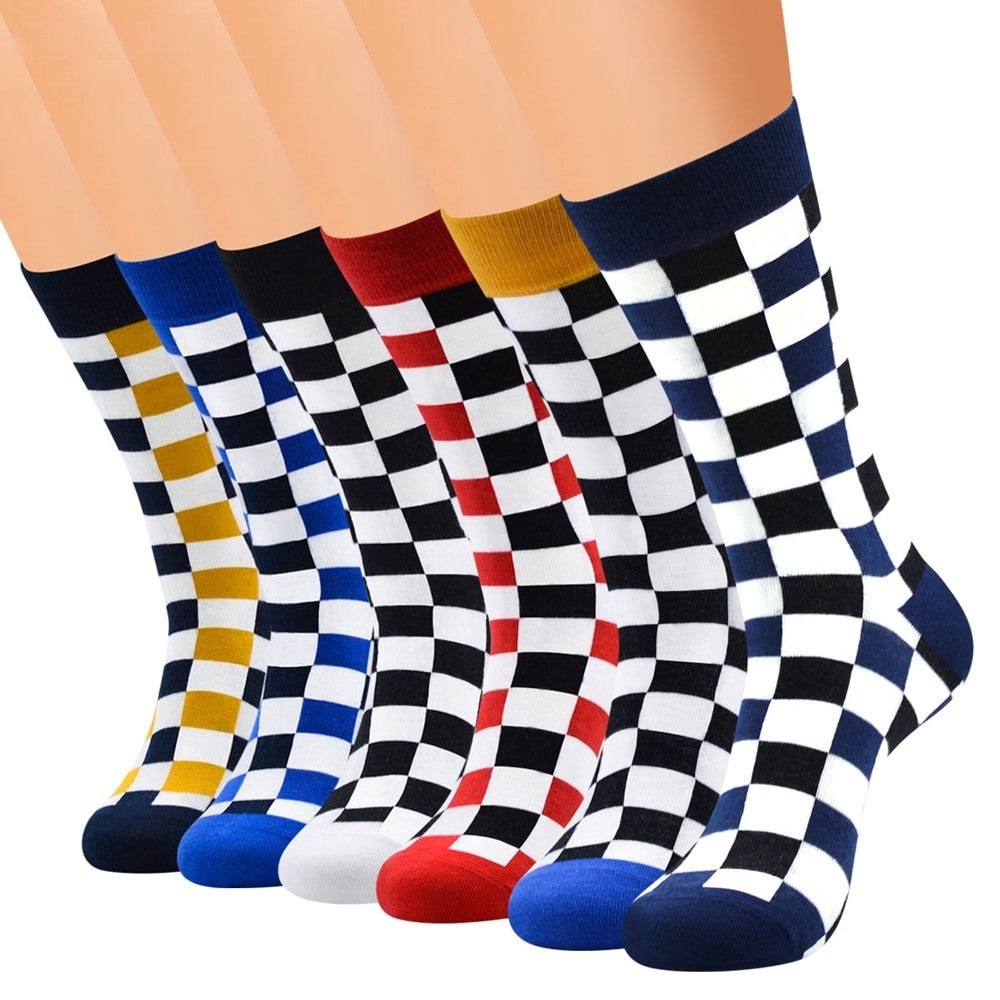 Anysox 5 Pairs Size 5-14 Fashion Socks Novelty Skateboard Squares Black and White Pattern Cotton for Women Red-Socks-PEROZ Accessories