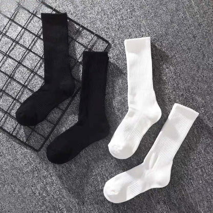 Anysox 5 Pairs Grey Size 10-14 Fashion Socks High Quality Office Sports Business Long Socks Cotton Solid Colors Skateboard Knitted Casual-Socks-PEROZ Accessories