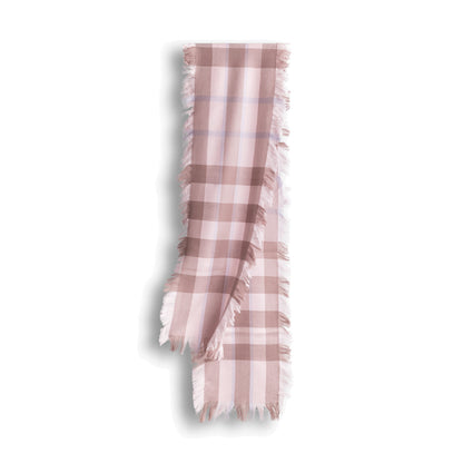 fringed check wool scarf