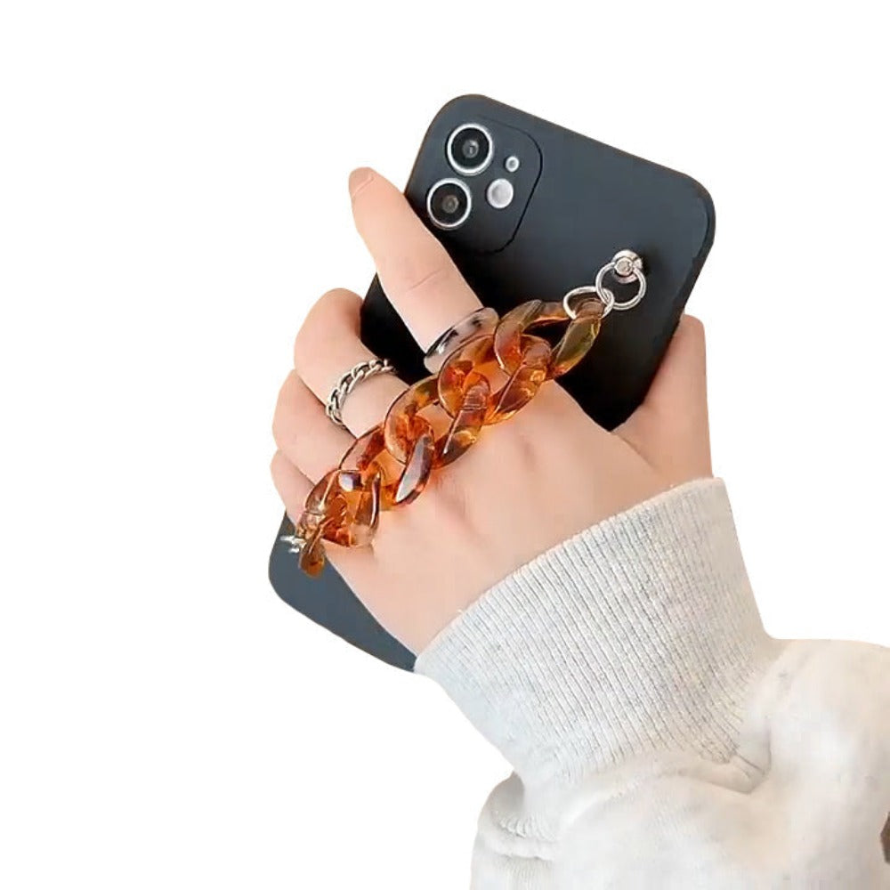 Anymob iPhone Black And Red Jade Marble Luxury Bracelet Phone Case For IOS Wrist Chain Silicone Cover Compatible-Mobile Phone Cases-PEROZ Accessories