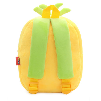 Anykidz 3D Yellow Pineapple Kids School Backpack Cute Cartoon Animal Style Children Toddler Plush Bag Perfect Accessories For Boys and Girls-Backpacks-PEROZ Accessories