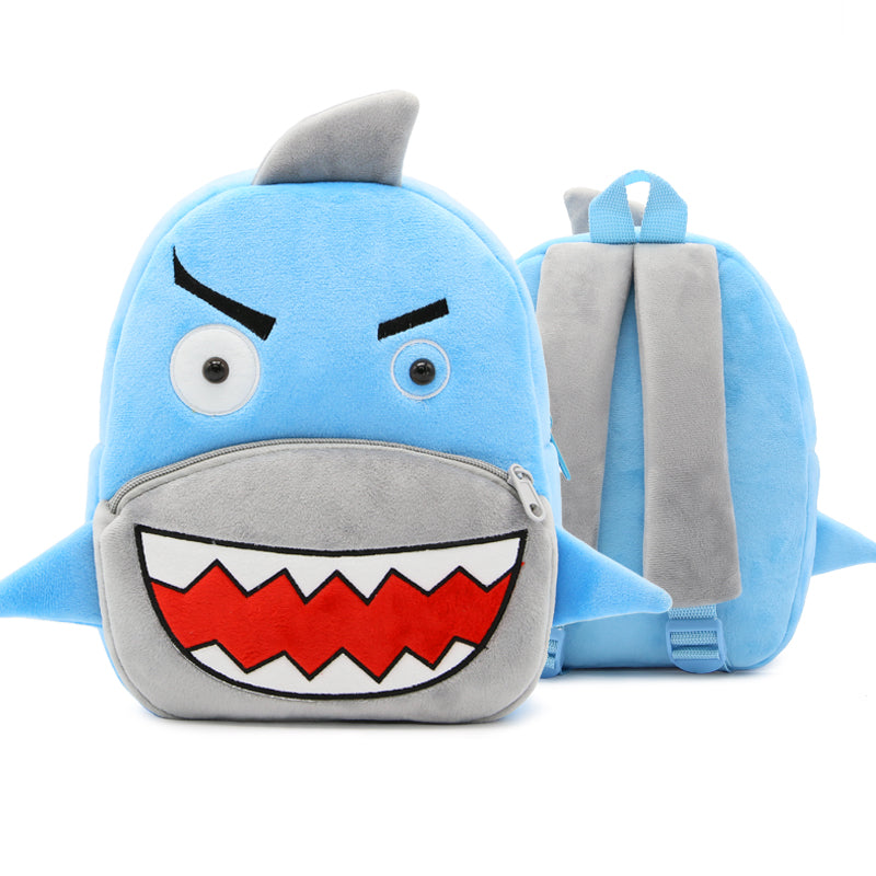 Anykidz 3D Blue Shark School Backpack Cute Animal With Cartoon Designs Children Toddler Plush Bag For Baby Girls and Boys-Backpacks-PEROZ Accessories