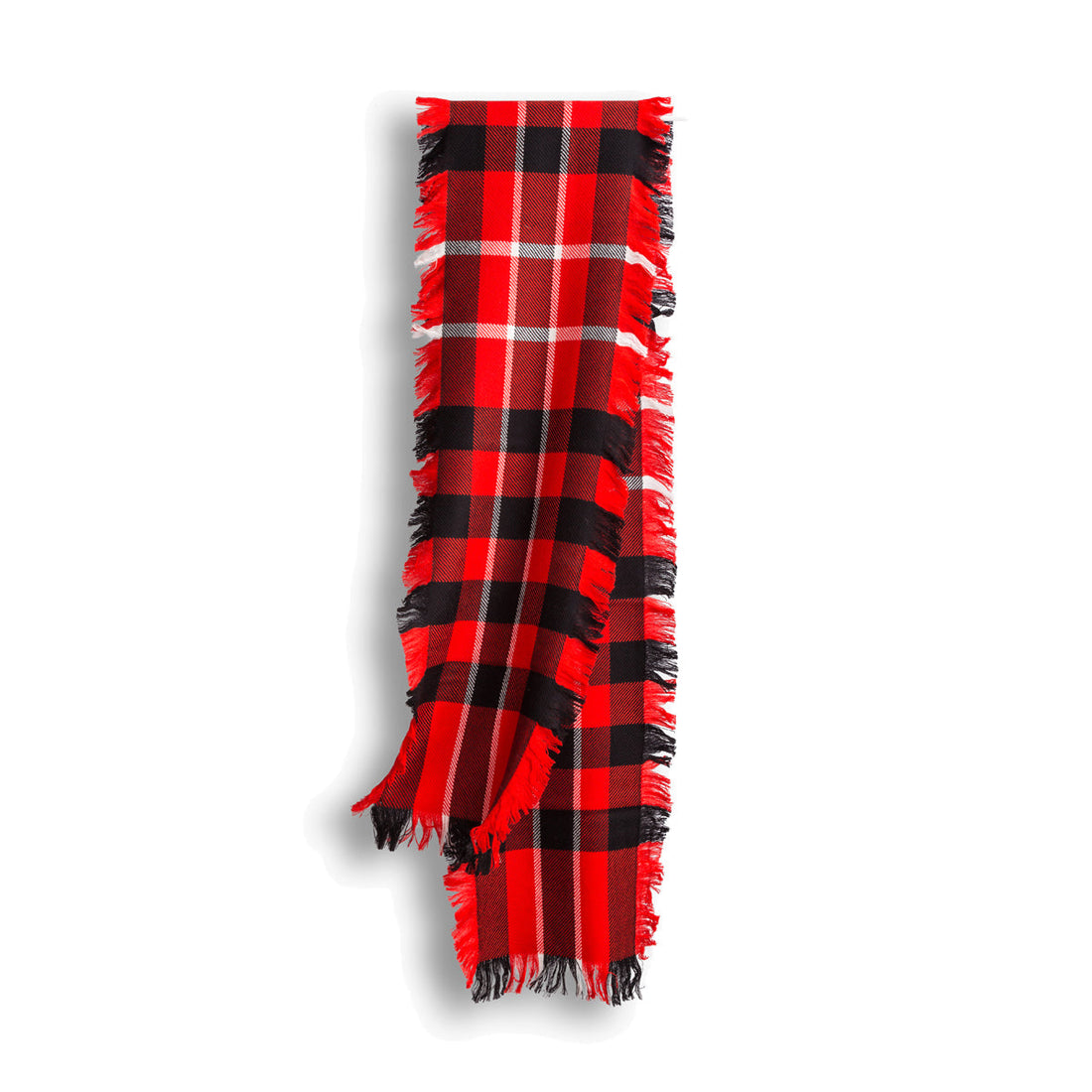 fringed check wool scarf