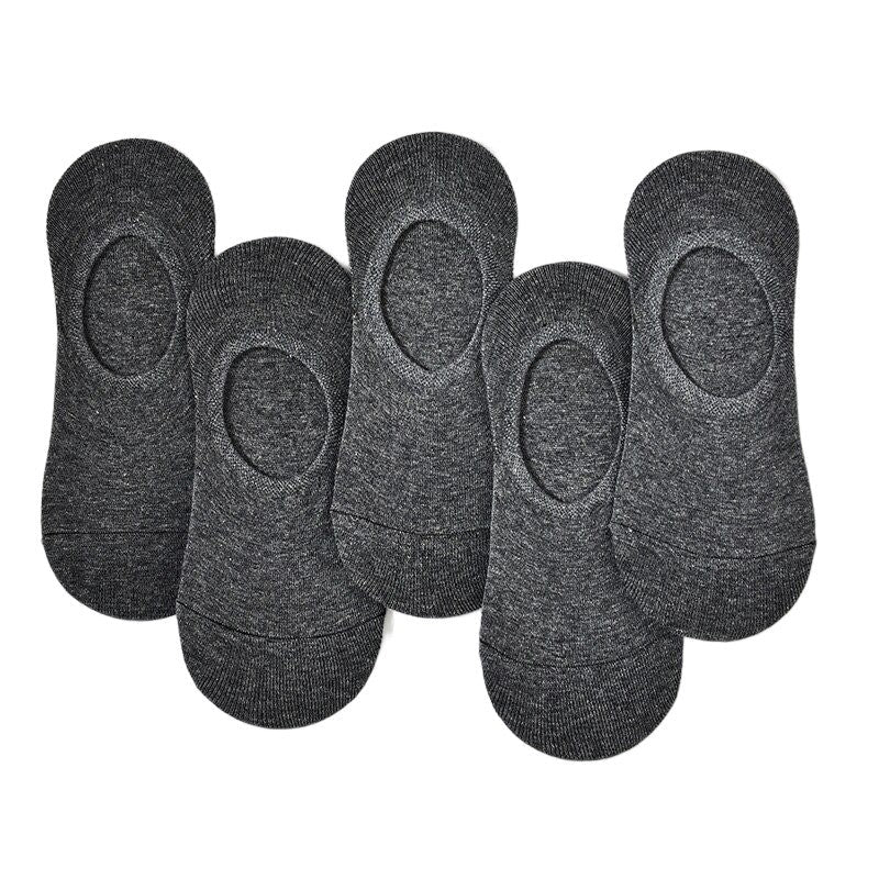 Anysox 5 Pairs Dark Grey Size 5.5-10 Fashion Socks High Quality Office Sports Bussiness Long Socks Cotton Solid Colors Skateboard Knitted Casual-Socks-PEROZ Accessories