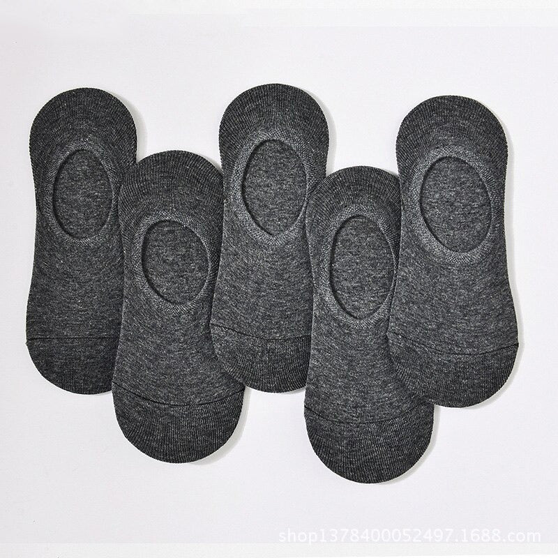 Anysox 5 Pairs Dark Grey Size 5.5-10 Fashion Socks High Quality Office Sports Bussiness Long Socks Cotton Solid Colors Skateboard Knitted Casual-Socks-PEROZ Accessories