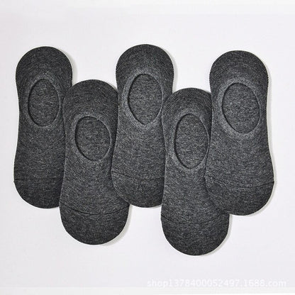 Anysox 5 Pairs Dark Grey Size 5.5-10 Fashion Socks High Quality Office Sports Bussiness Long Socks Cotton Solid Colors Skateboard Knitted Casual-Socks-PEROZ Accessories