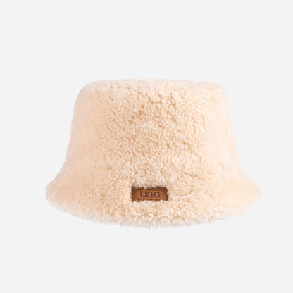 Ugg Curly Sheepskin Bucket Hat-Hats-PEROZ Accessories
