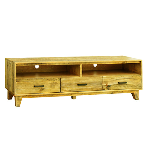 TV Cabinet with 3 Storage Drawers with Shelf in Wooden Entertainment Unit in Light Brown Colour-Entertainment Unit-PEROZ Accessories