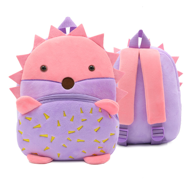 Anykidz 3D Purple Hedgehog School Backpack Cute Animal With Cartoon Designs Children Toddler Plush Bag For Baby Girls and Boys-Backpacks-PEROZ Accessories