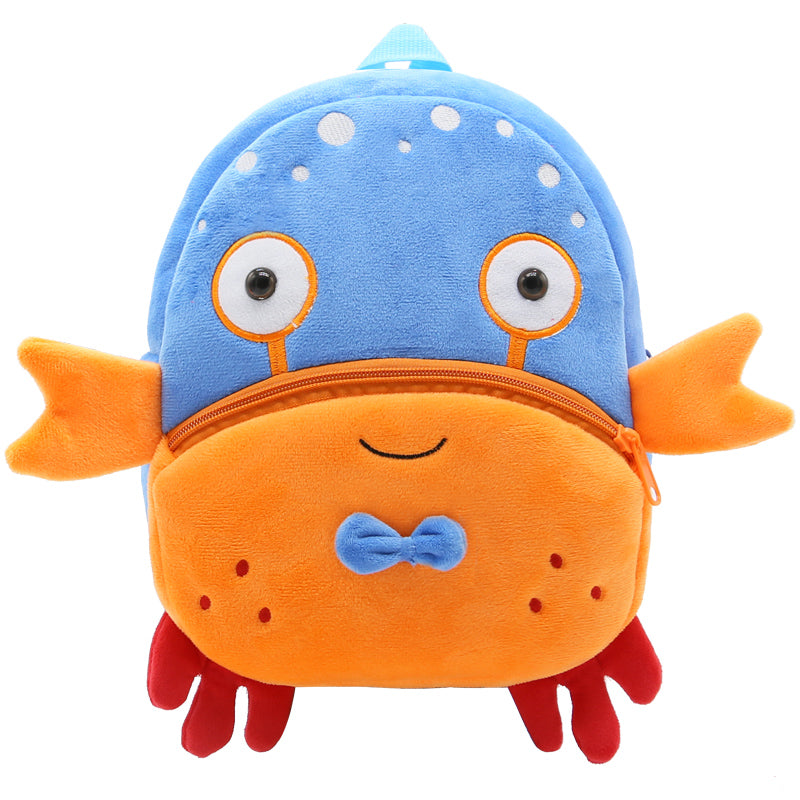 Anykidz 3D Blue Crab School Backpack Cute Animal With Cartoon Designs Children Toddler Plush Bag For Baby Girls and Boys-Backpacks-PEROZ Accessories