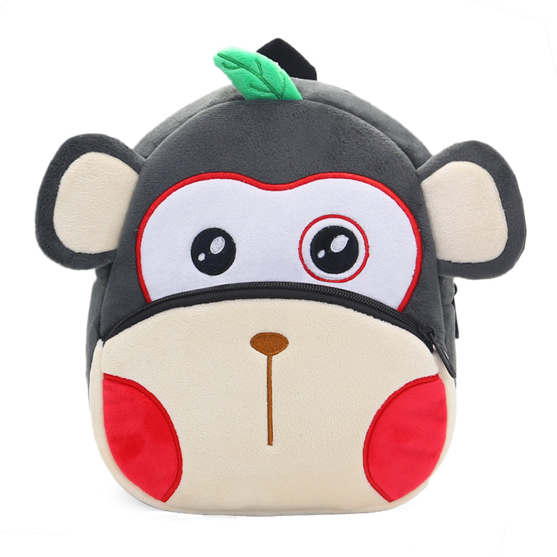 Anykidz 3D Grey Monkey School Backpack Cute Animal With Cartoon Designs Children Toddler Plush Bag For Baby Girls and Boys-Backpacks-PEROZ Accessories