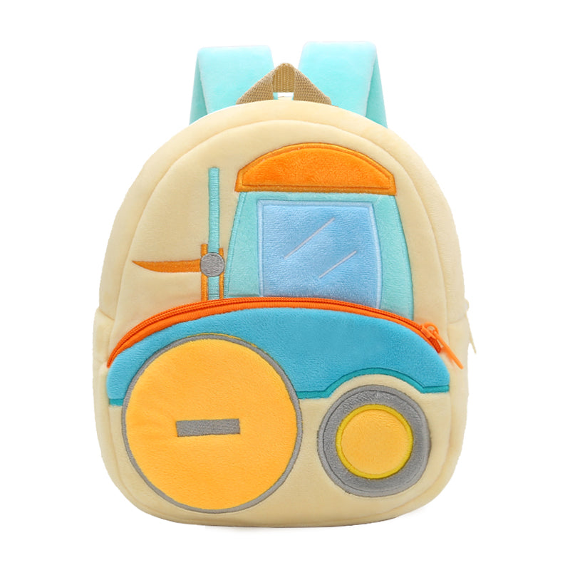 Anykidz 3D Apricot Forklift School Backpack Cute Vehicle With Cartoon Designs Children Toddler Plush Bag For Baby Girls and Boys-Backpacks-PEROZ Accessories