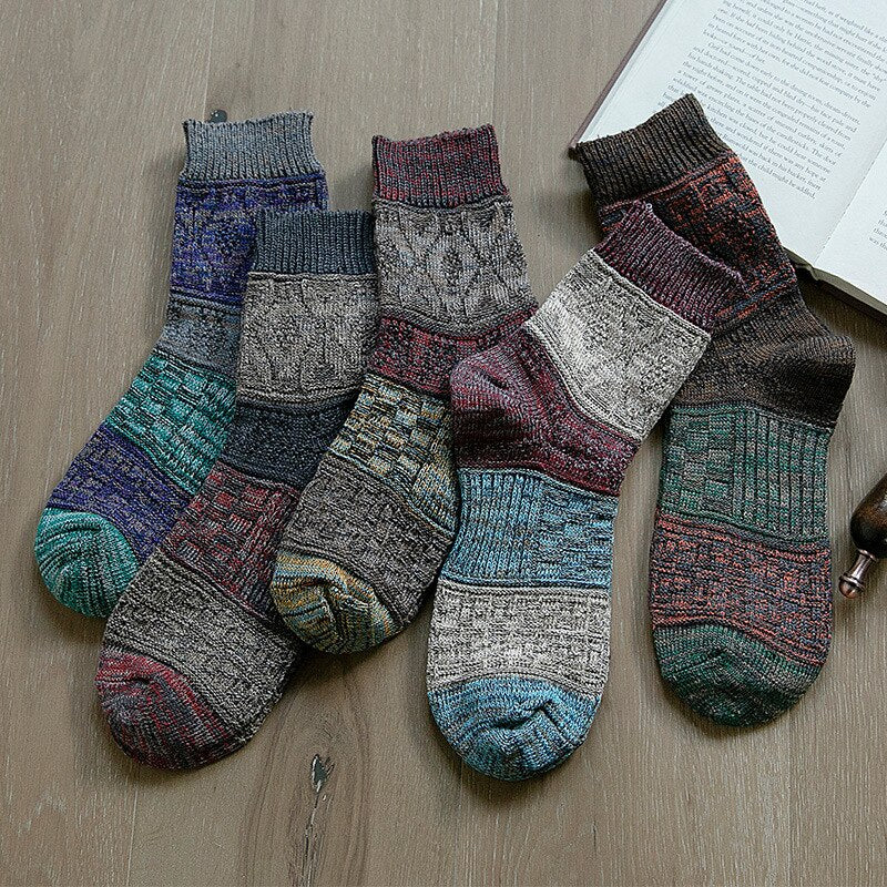 Anysox 5 Pairs Size 5-11 Fashion Socks High Quality Colorful Cotton for Men-Socks-PEROZ Accessories