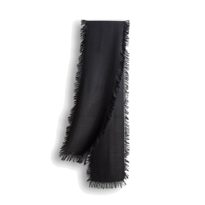 fringed check wool scarf