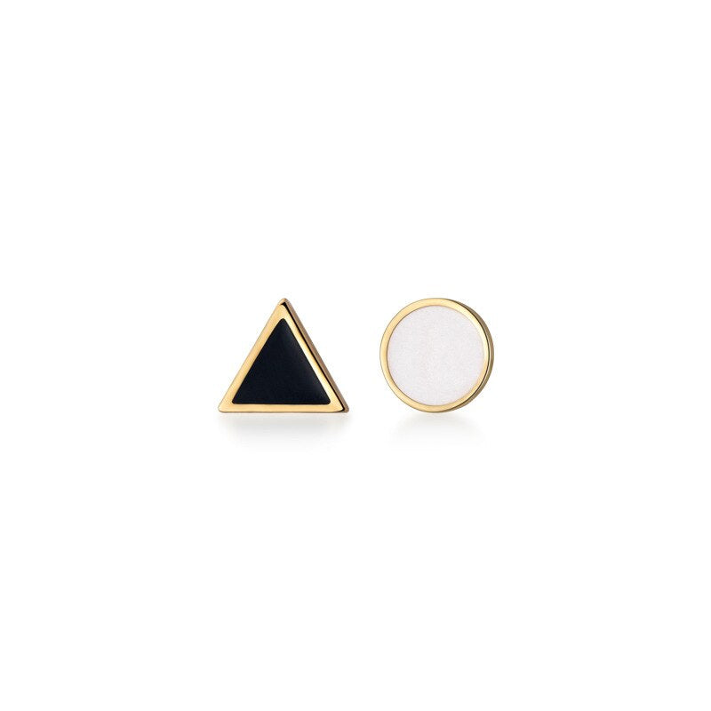 Anyco Fashion Earrings Simple Geometric Round Black Triangle Zircon Stud for Women Classic Small Jewelry Accessories-Earrings-PEROZ Accessories