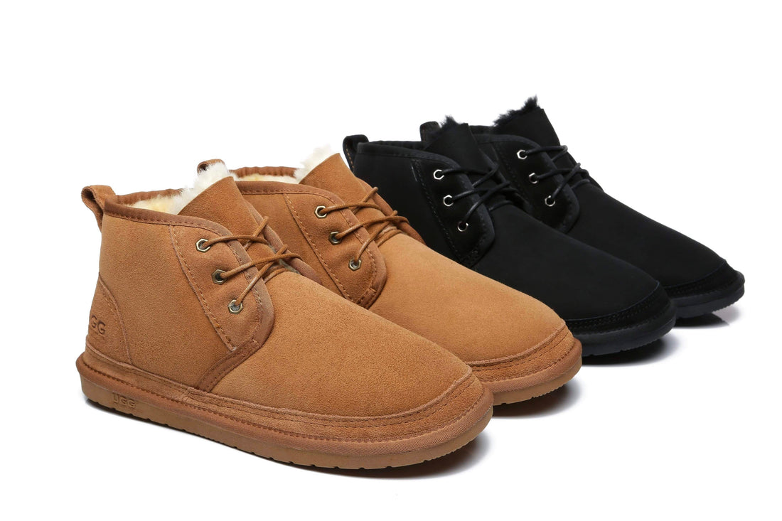 Australian ShepherdUGG Double-Faced Casual Ankle Sheepskin Cow Suede BOOTS Kelvin-Boots-PEROZ Accessories
