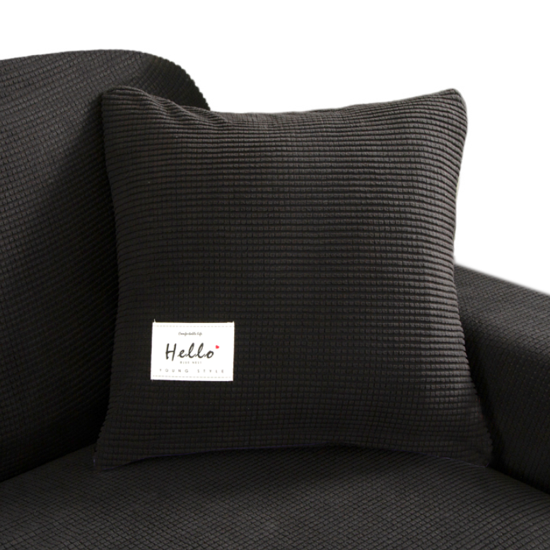 Anyhouz Pillowcase 45X45Cm Black Polyester Thick Stretchable Cushion For Living Room-Slipcovers-PEROZ Accessories