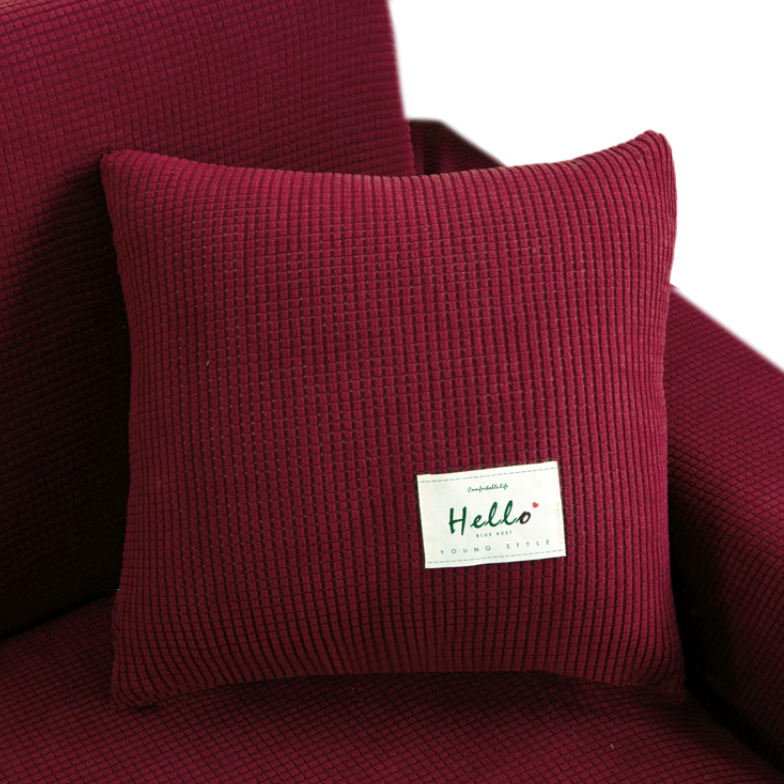 Anyhouz Pillowcase 45X45Cm Wine Red Polyester Thick Stretchable Cushion For Living Room-Slipcovers-PEROZ Accessories