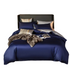 Anyhouz Bed Sheet Navy Blue Light Grey Ultra Soft Luxury Egyptian Cotton Bedding Cover Queen Size 4 Pcs Bed Set-Bed Sheets-PEROZ Accessories