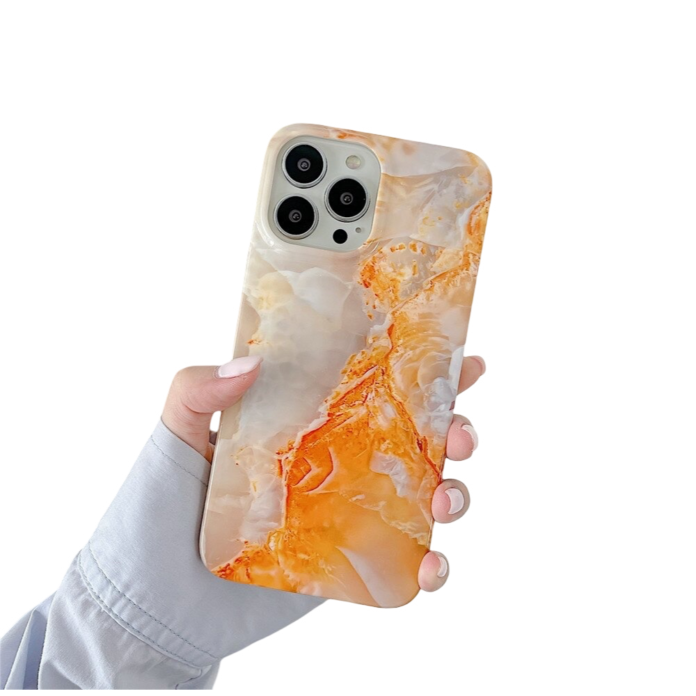 Anymob iPhone Case Orange Smooth Luxury Marble Plus Creative Silky Fashion Design With Quality Durable Phone Cover iPhone Compatible-Mobile Phone Cases-PEROZ Accessories