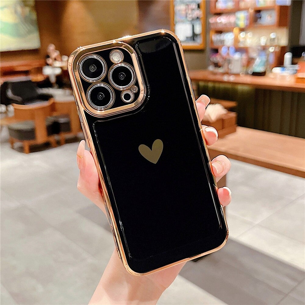 Anymob iPhone Case Black Love Heart Space Soft Silicon Phone Cases Cover For iPhone Compatible-Mobile Phone Cases-PEROZ Accessories