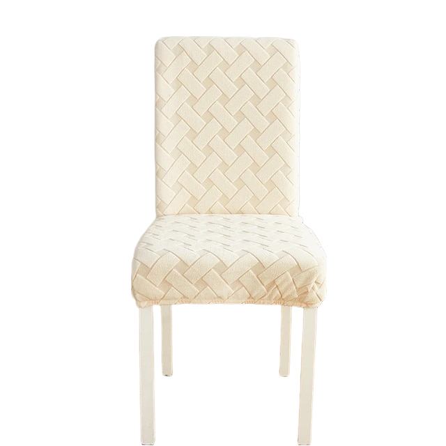 Anyhouz Chair Cover Beige Knitted Design with Anti-Dirt and Elastic Material for Dining Room Kitchen Wedding Hotel Banquet Restaurant-Chair Cover-PEROZ Accessories