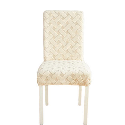 Anyhouz Chair Cover Beige Knitted Design with Anti-Dirt and Elastic Material for Dining Room Kitchen Wedding Hotel Banquet Restaurant-Chair Cover-PEROZ Accessories