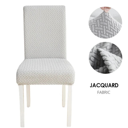Anyhouz Chair Cover Light Grey Small Knitted Design with Anti-Dirt and Elastic Material for Dining Room Kitchen Wedding Hotel Banquet Restaurant-Chair Cover-PEROZ Accessories