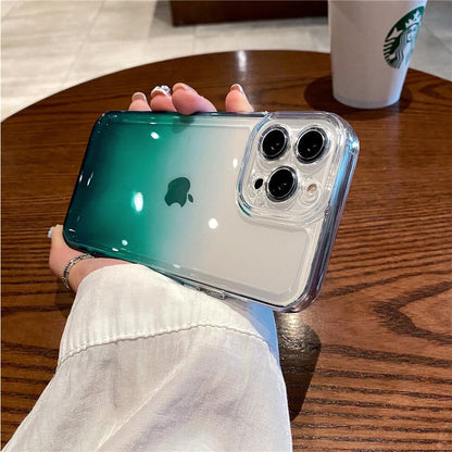 Anymob iPhone Case Green Gradient Transparent Shockproof Camera Protection Mobile Cover iPhone13 12 11 X XR XS Pro Max-Mobile Phone Cases-PEROZ Accessories
