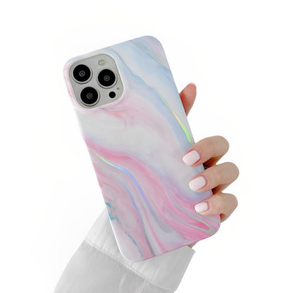 Anymob iPhone Laser Gradient Marble Soft Silicone Pink White Phone Case With Anti-Fingerprint Anti-Scratch Dustproof Non-SlipPhone iPhone Compatible-Mobile Phone Cases-PEROZ Accessories