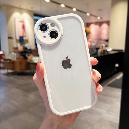 Anymob iPhone Case White Round Camera Protection Shockproof Soft Bumper Frame Mobile Cover iPhone 11 12 Pro Max 13 Pro Max Compatible-Mobile Phone Cases-PEROZ Accessories