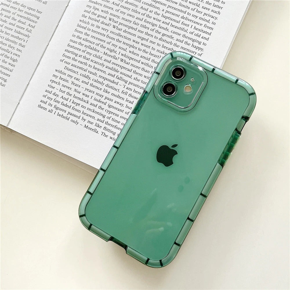 Anymob iPhone Case Green Transparent Luminous Shockproof Soft Silicone Air Buffer Mobile Cover iPhone 11 12 13 Pro Max 13Pro X XR XS Compatible-Mobile Phone Cases-PEROZ Accessories