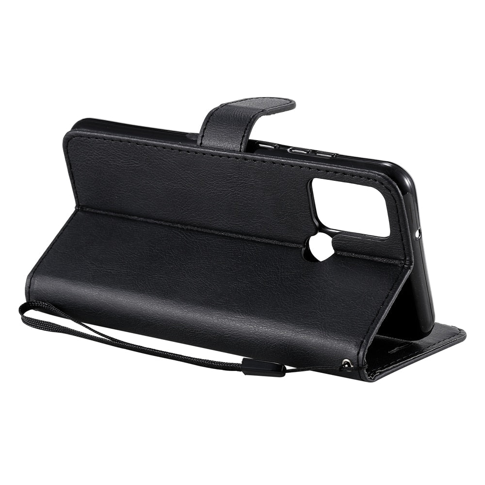 Anymob Black Leather Case Magnetic Flip Cover Wallet Phone Protection for Huawei P Smart 2020-PEROZ Accessories